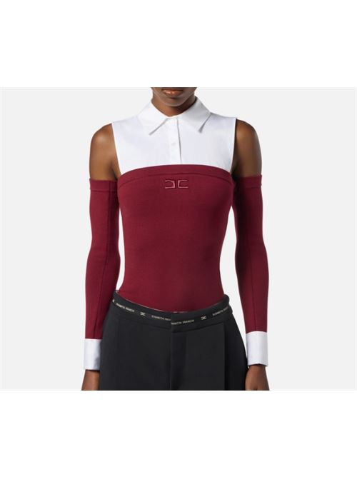 BODY IN VISCOSA E POPELINE ELISABETTA FRANCHI | BK74T56E2CM4 Rouge Noir/Bianco